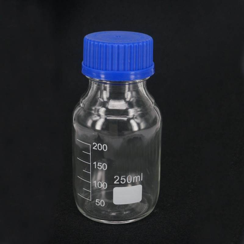 Reagent Bottle Blue Screw Cap Screw On Cover Graduation Sample Vials Plastic scaled