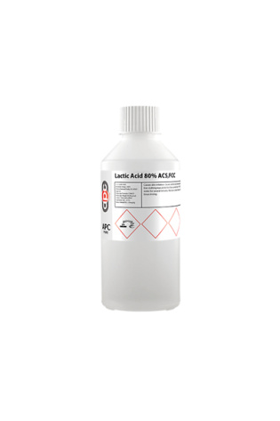For use in the laboratory as an alkalinizing agent and also as a reagent in organic synthesis. Lactic Acid AR, 500ml