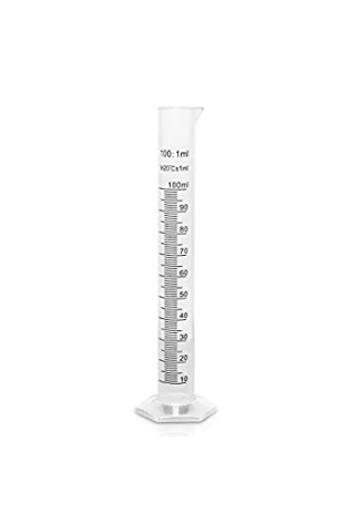 Measuring Cylinder, Hex Base, Plastic, 100ml