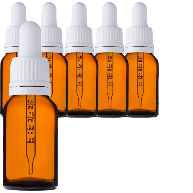 Dropper Bottles-Amber-White Lids