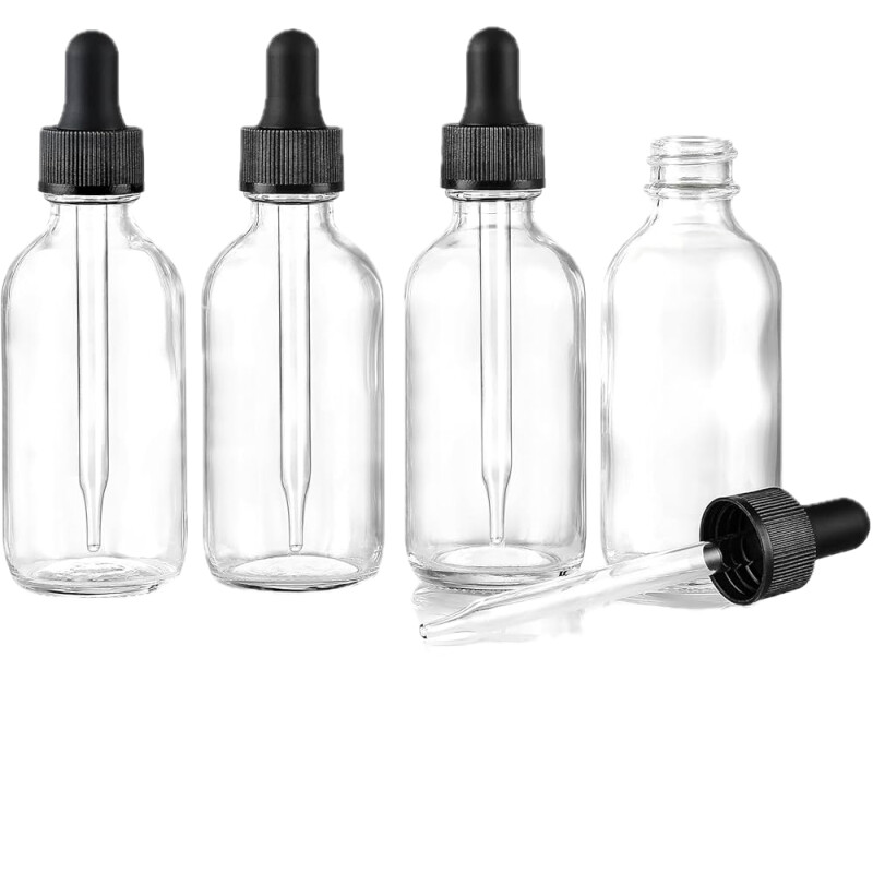 Dropper Bottles Clear-Black Lids