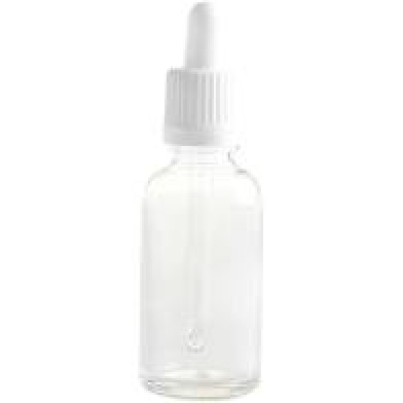 Dropper Bottles Clear Glass White Pipette Lids 50ml