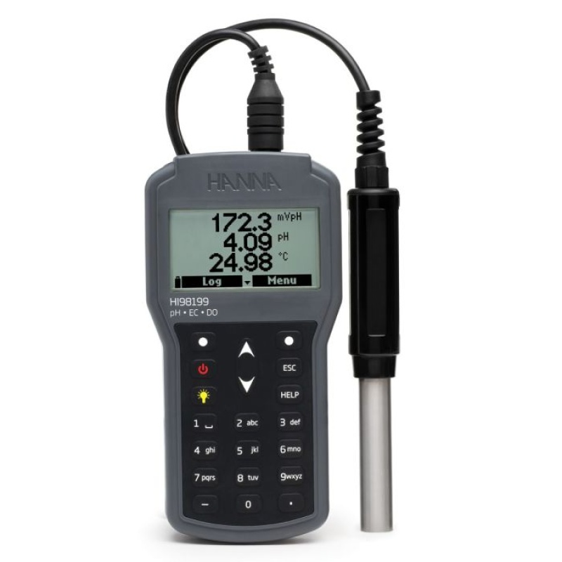 Digital pHECDO portable meter with HI829113 pH electrode.